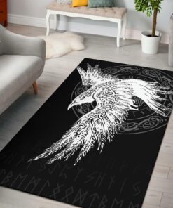 Viking Style Area Rug Mystical Raven Tattoo Special Viking Area Rug