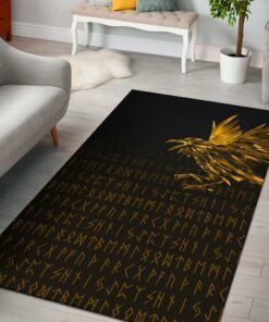 Viking Style Area Rug - The Raven Of Odin Rune