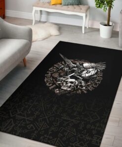 Viking Style Warrior Tattoo Odin Area Rug Viking Area Rug