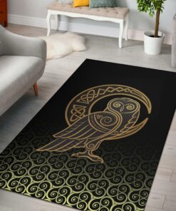 Viking Style - Area Rug Owl Celtic On Triskels Viking Area Rug