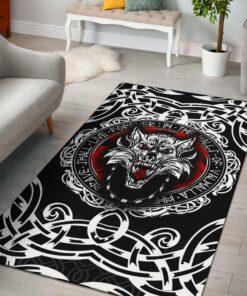 Fenrir Wolf Viking Area Rug, Viking Style Area Rug