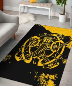 Loki Bound Triskele Rune Gold Viking Area Rug