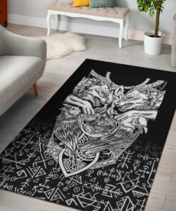 Viking Style Area Rug Wolf And Raven Special A Viking Area Rug