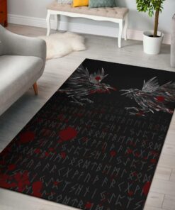 Odin Huginn And Muninn Rune Viking Area Rug