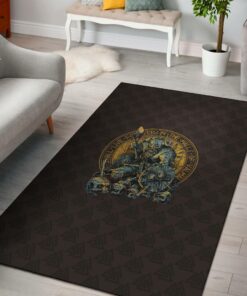 Viking Style Area Rug Warrior Viking Shield Skull Viking Area Rug