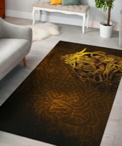 Viking Style Area Rug - Celtic Dragon Tattoo Viking Area Rug