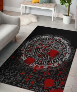 Viking Style Area Rug - Raven Celtic Tattoo Viking Area Rug