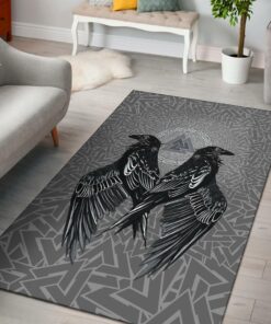 Vikingstyle Area Rug Raven Valknut Viking Area Rug