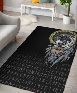Viking Style Odin Raven Area Rug Viking Area Rug