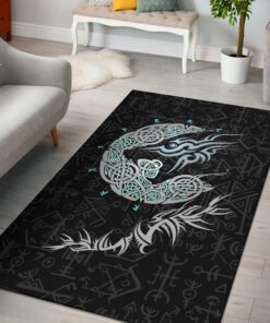 Viking Style Fenrir Wolf Area Rug Viking Area Rug