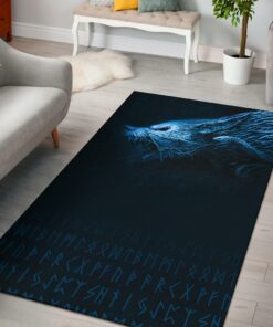 Fenrir Wolf Viking Area Rug, Viking Rug for Bedroom