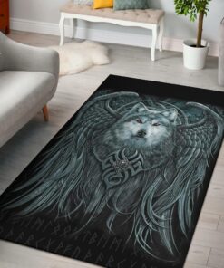 Spiral Wolf Spirit Viking Area Rug, Viking Style Area Rug