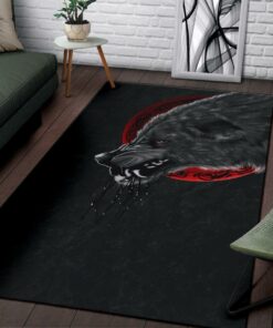 Viking Style Area Rug Wolf And Moon Viking Area Rug