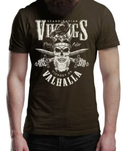 Bones & Swords Viking T-Shirt Victory Or Valhalla Tee Shirt Norway Norse Mythology Vikings Warrior Shirt Unisex