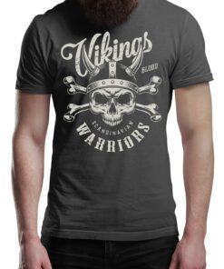 Blood & Crossbones Viking T-Shirt Victory Or Valhalla Tee Shirt Norway Norse Mythology Vikings Warrior Shirt Unisex