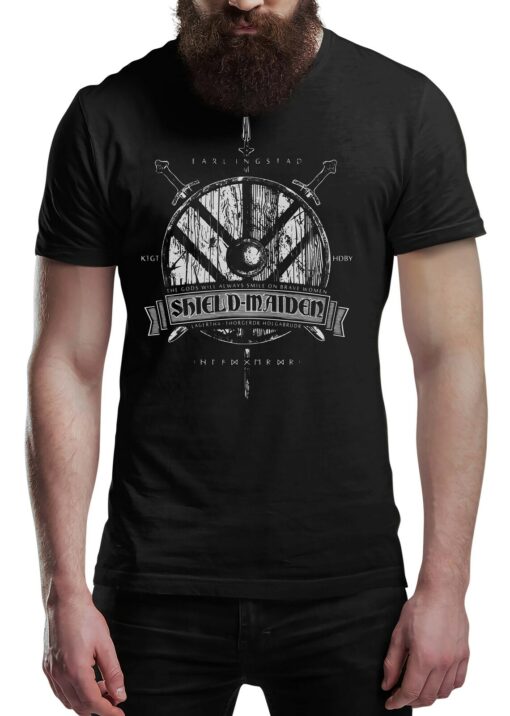 Shield Maiden Viking T-Shirt Victory Or Valhalla Tee Shirt Norway Norse Mythology Vikings Shirt Unisex Warrior