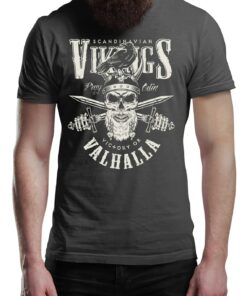 Bones & Swords Viking T-Shirt Victory Or Valhalla Tee Shirt Norway Norse Mythology Vikings Warrior Shirt Unisex