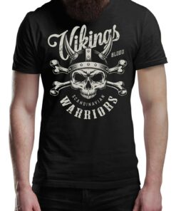 Blood & Crossbones Viking T-Shirt Victory Or Valhalla Tee Shirt Norway Norse Mythology Vikings Warrior Shirt Unisex