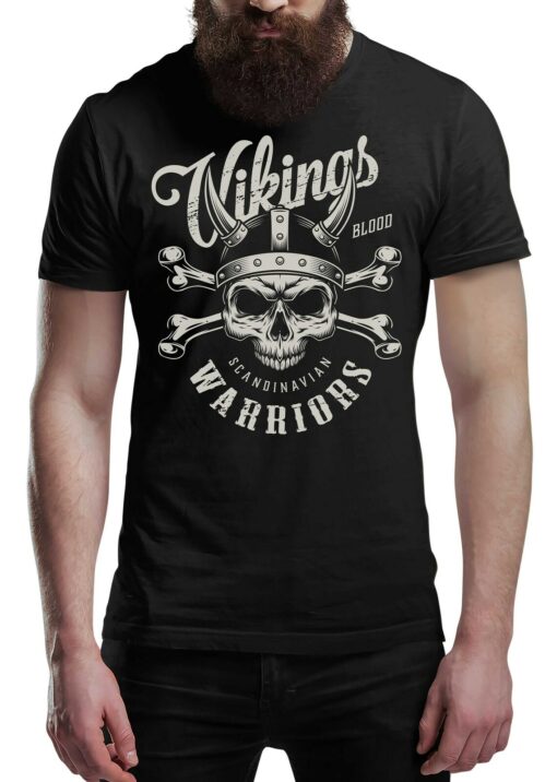 Blood & Crossbones Viking T-Shirt Victory Or Valhalla Tee Shirt Norway Norse Mythology Vikings Warrior Shirt Unisex