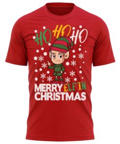 Merry Elf'in Christmas Funny Christmas T-Shirt Santa Xmas Tee Shirt Gift Present