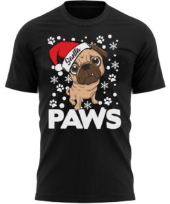 Santa Paws Pug Dog Christmas T-Shirt Funny Xmas Tee Shirt Gift Present