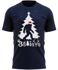 Believe Bigfoot Funny Christmas T-Shirt Xmas Present Gift Tee Shirt