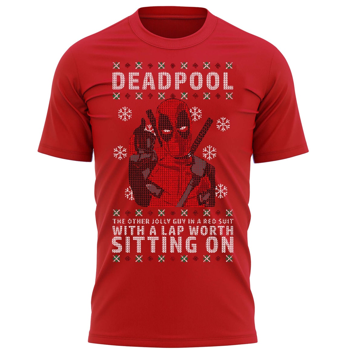 Jolly Deadpool Sit On Your Lap Funny Christmas T-Shirt Santa Xmas Tee Shirt Gift Present