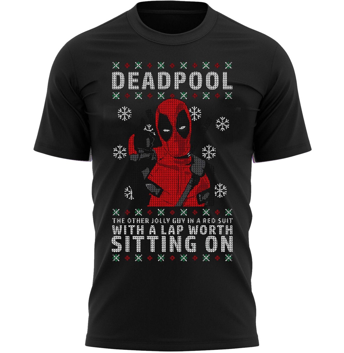 Jolly Deadpool Sit On Your Lap Funny Christmas T-Shirt Santa Xmas Tee Shirt Gift Present