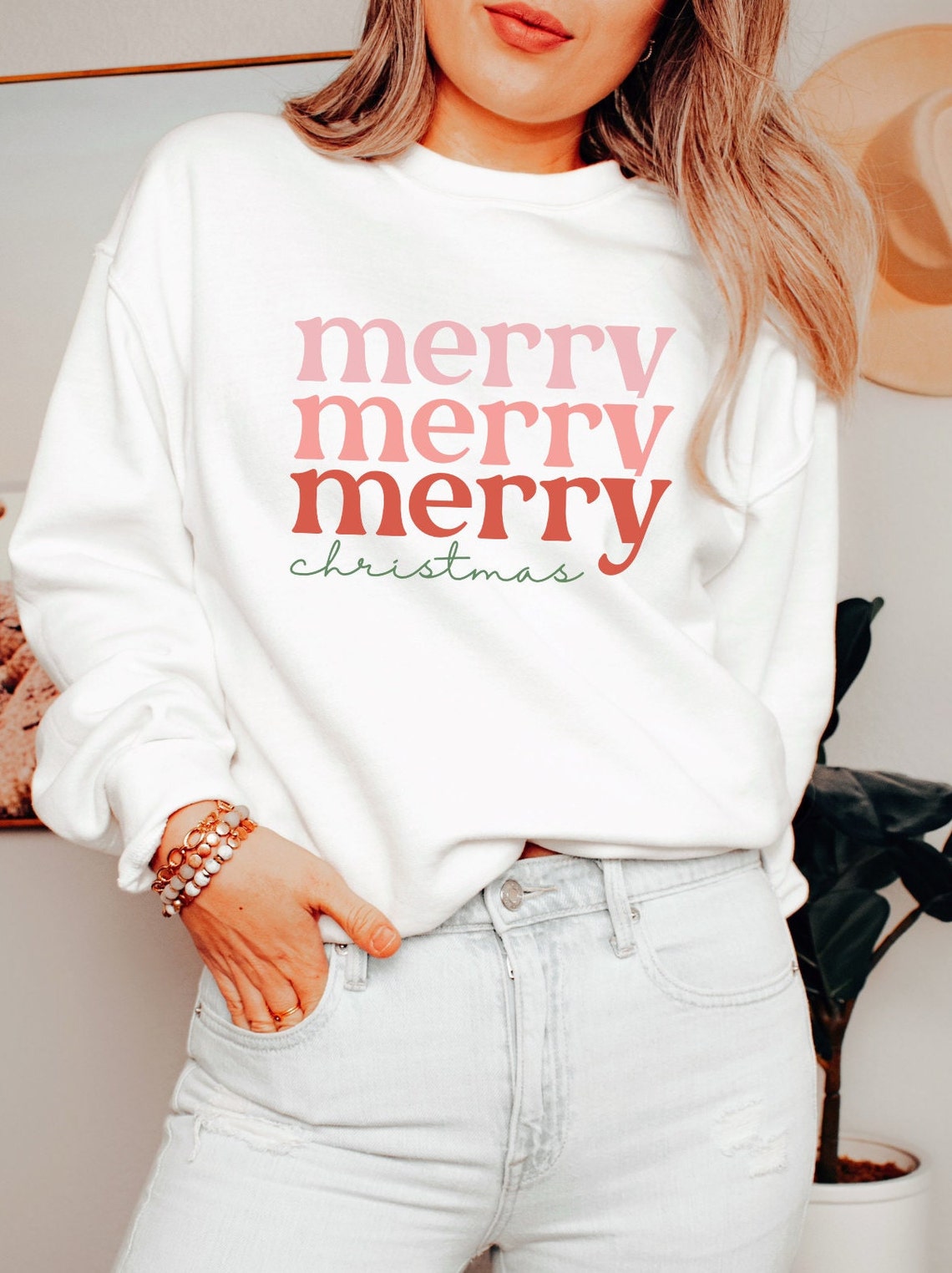 Christmas Sweater - Christmas MERRY CHRISTMAS - Boho Clothing - Christmas Clothing