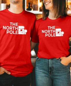 The NORTH POLE Santa Christmas T-Shirt Xmas Gift for Men Womens Family Holidays Shirt