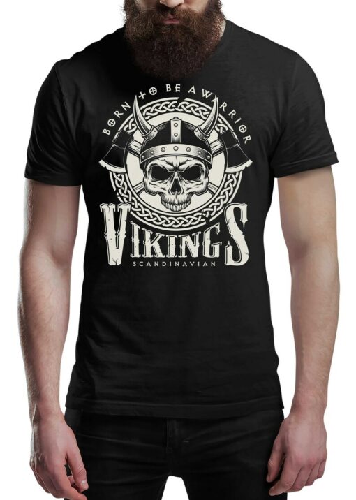 Born To Be A Warrior T-Shirt Epic Valhalla Vikings Tee Shirt Norway Norse Mythology Viking Shirt Unisex