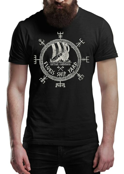 Flokis Ship Yard Vikings T-Shirt Victory Or Valhalla Tee Shirt Norway Norse Mythology Viking Shirt Unisex Warrior
