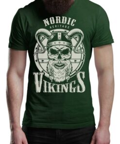 Nordic Shield & Vikings T-Shirt Victory Or Valhalla Tee Shirt Norway Norse Mythology Viking Shirt Unisex Warrior