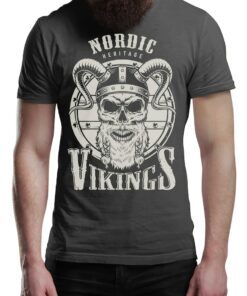 Nordic Shield & Vikings T-Shirt Victory Or Valhalla Tee Shirt Norway Norse Mythology Viking Shirt Unisex Warrior