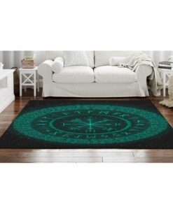 Magic Celtic Green Rune Symbols Viking Area Rug