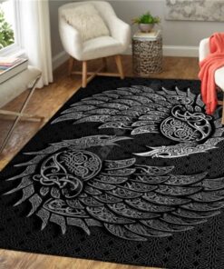 Raven Of Odin Huginn And Muninn Vikingorse Mythology Viking Area Rug