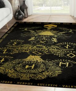 Gold Yggdrasilorse Mythology Viking Area Rug