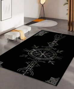 Ægishjálmur/ Helm Of Awe - Silver Vikingorse Mythology Viking Area Rug