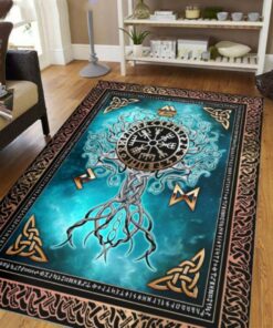 Yggdrasi Tree Of Life Vegvisir Vikingorse Mythology Viking Area Rug
