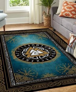 Vintage Viking Valknut Rune Vikingorse Mythology Viking Area Rug
