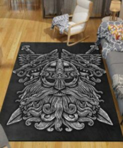 Odin And Sword Vikingorse Mythology Sigil Runes Viking Area Rug