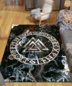 Helm Of Awe Valknut Vikingorse Mythology Sigil Runes Viking Area Rug