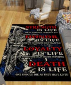 Strength Honor Loyalty Death Vikingorse Mythology Viking Area Rug