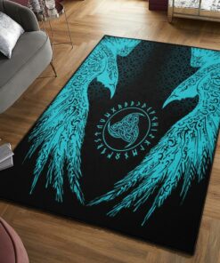 Viking Odin'S Raven Triskele Rune Viking Area Rug