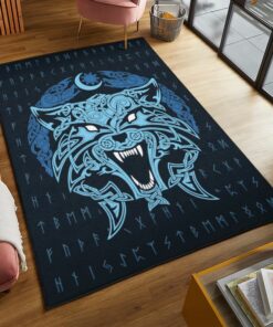 Viking Wolf And Rune Viking Area Rug