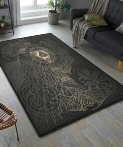 Raven Hammer Helm Of Awe Vegvisir Viking Area Rug
