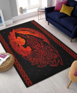 Mythical Creatures Viking Wolf Viking Area Rug