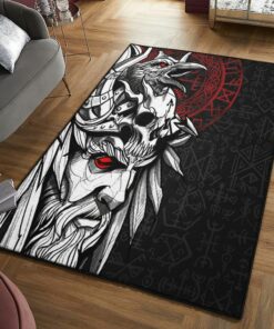 Viking God Viking Odin And Raven Viking Area Rug