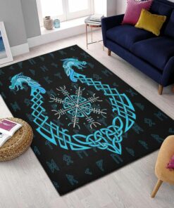 Dragon Boat Vegvisir Viking Area Rug