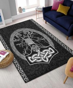 Viking Mjolnir Tree Of Life Futharkorse Viking Area Rug